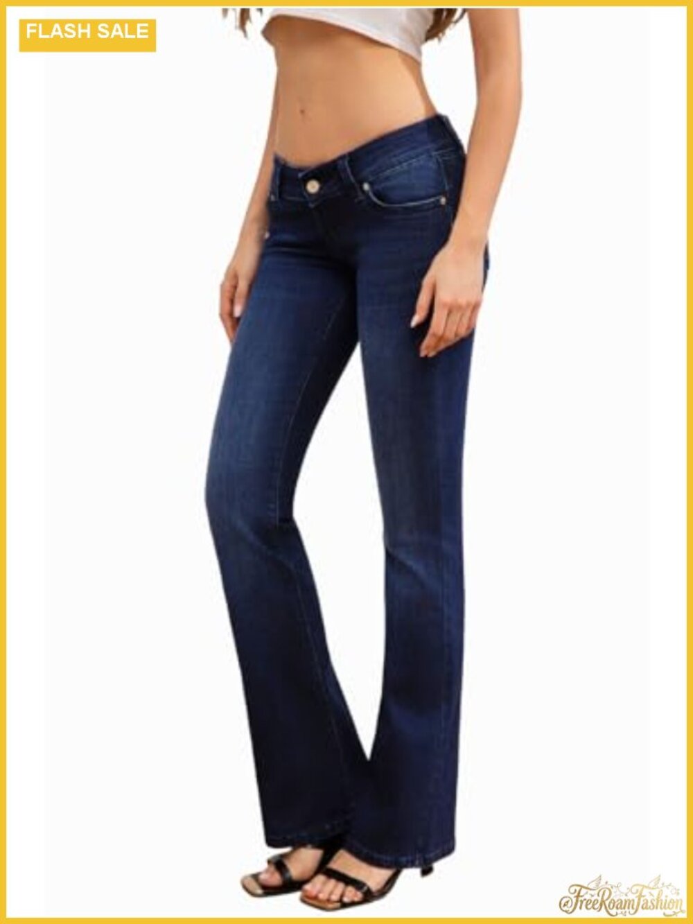 Women's Super Low Rise Bootcut Jeans Stretch Y2K Flare Denim